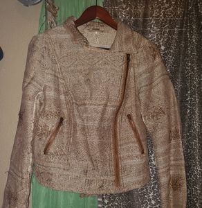 FP tan zip up blazer